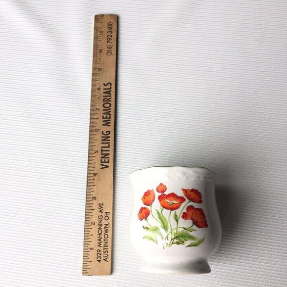 National Silver Company Nagoya Japan Sugar Bowl Red Orange Vintage Floral 3.25" - Picture 2 of 11